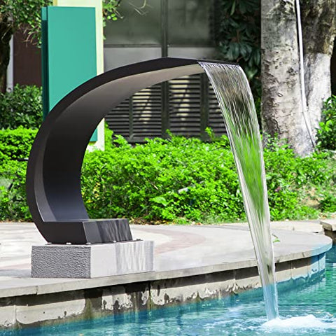 Swimming Pool & Garden Cascade Waterfall 304 Stainless Steel Fountain, Outdoor Spray Water Curtain for Pond, SPA, Garden Black Decoration