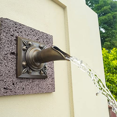 Solid Brass Made Exquisite Handcrafted Waterfall Spout for Landscape, Water Fountain Spout Scupper Luxury Decoration for Pools, Ponds, Water Walls (AR220412-G)