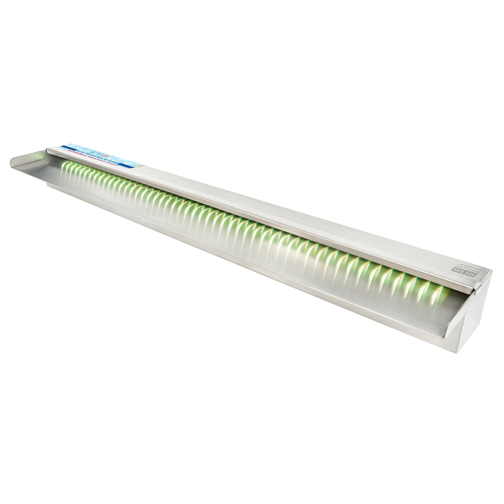 PONDO 47 Inch 316 Stainless Steel Spillway with 7-Color LED Light Bar, Salt Water Corrosion Resistant Lighted Waterfall Pool Fountain Designed for Seawater Use, Waterfall Spillway for Garden Outdoor