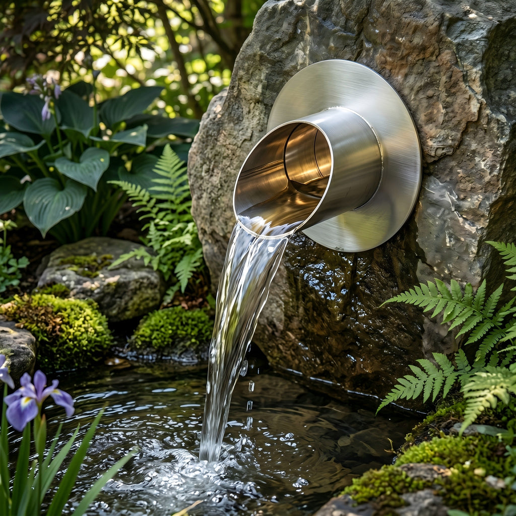 PONDO 316 Stainless Steel Fountain Splash Guard Ring – Outdoor Water Feature Splash Reduction Ring for Ponds & Garden Fountains