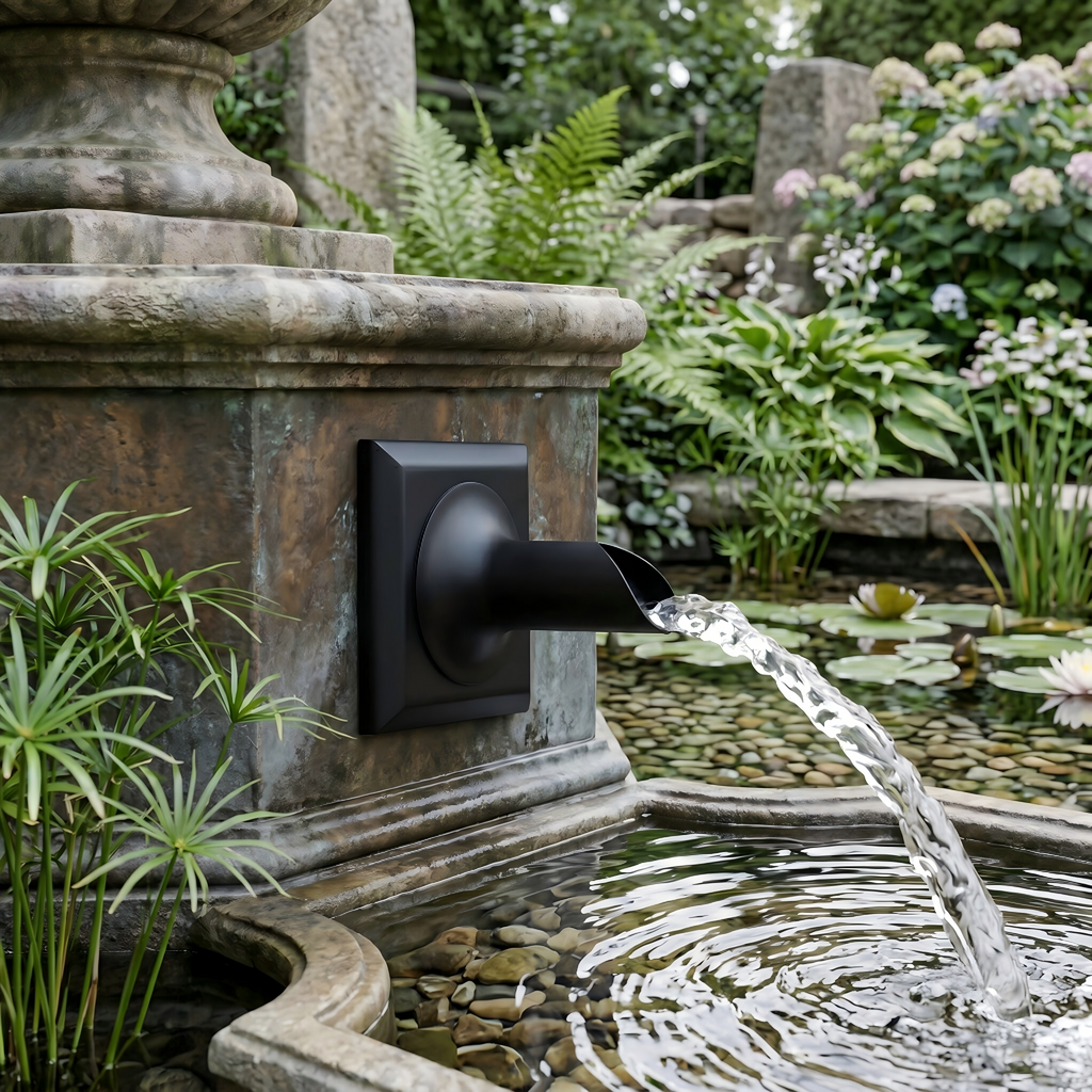 Round Water Fountain Spout & Spillway Scupper