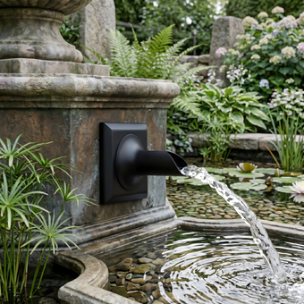 Round Water Fountain Spout & Spillway Scupper
