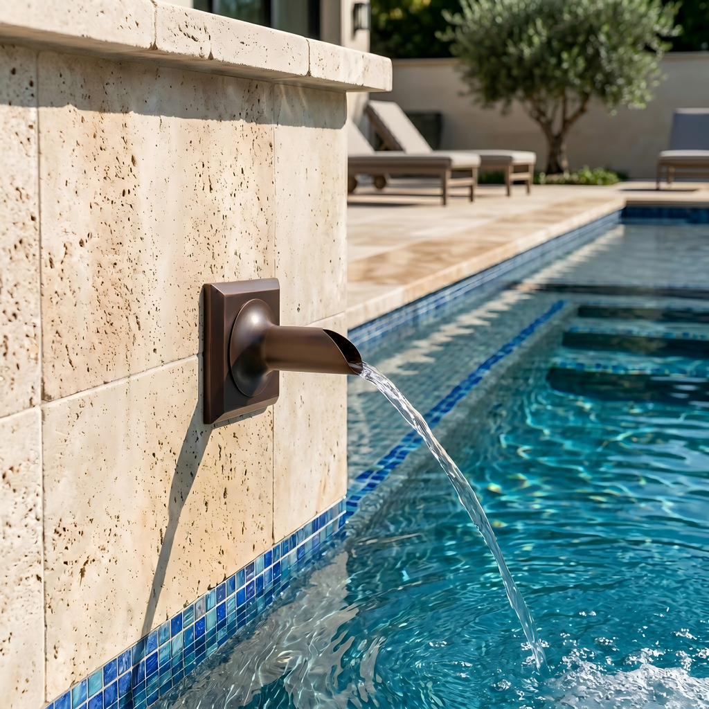 Round Water Fountain Spout & Spillway Scupper
