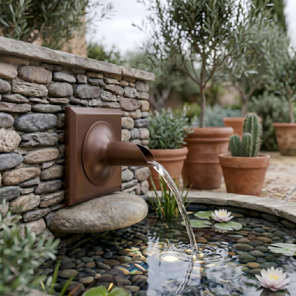Round Water Fountain Spout & Spillway Scupper