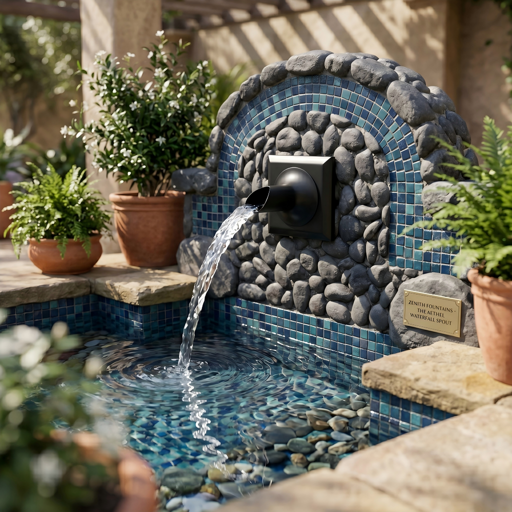 Round Water Fountain Spout & Spillway Scupper