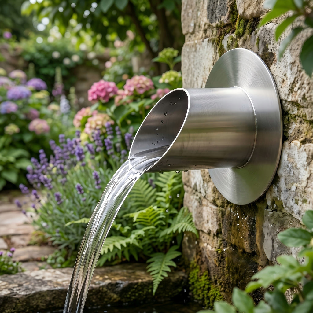 PONDO 316 Stainless Steel Fountain Splash Guard Ring – Outdoor Water Feature Splash Reduction Ring for Ponds & Garden Fountains