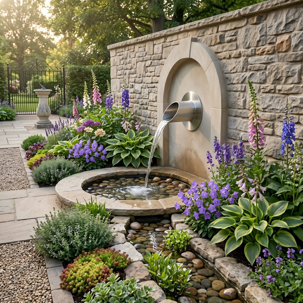 PONDO 316 Stainless Steel Fountain Splash Guard Ring – Outdoor Water Feature Splash Reduction Ring for Ponds & Garden Fountains