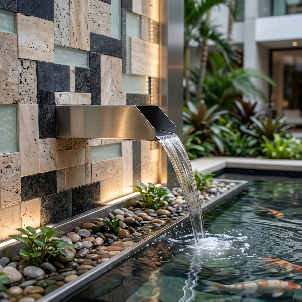 Square Stainless Steel Waterfall Spout & Spillway Scupper