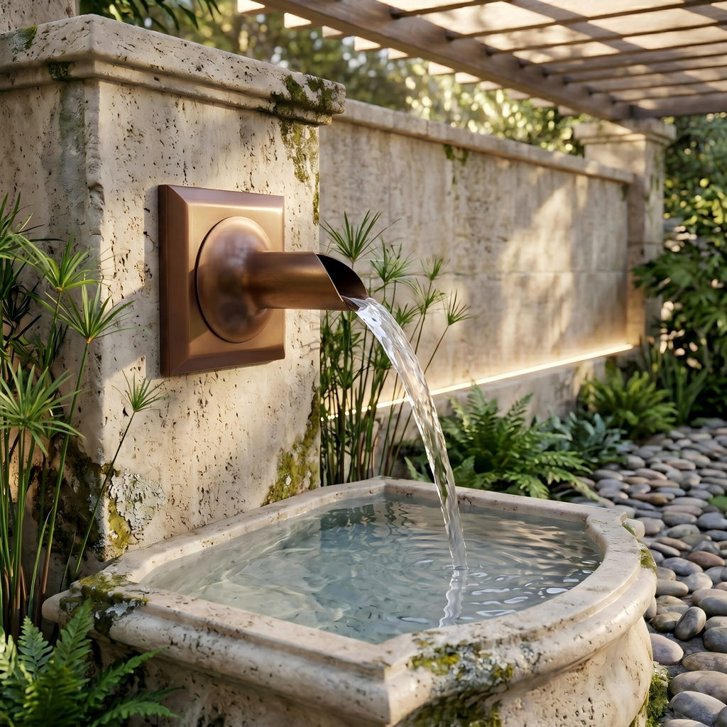 Round Water Fountain Spout & Spillway Scupper
