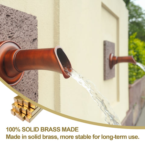 Solid Brass Made Exquisite Handcrafted Waterfall Spout for Landscape, Water Fountain Spout Scupper Luxury Decoration for Pools, Ponds, Water Walls (RED3)