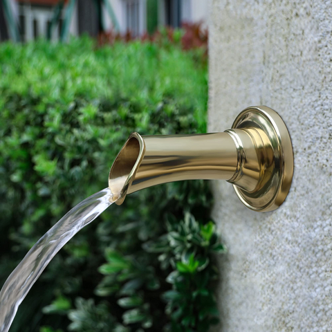 Solid Brass Made Exquisite Handcrafted Waterfall Spout for Landscape, Water Fountain Spout Scupper Luxury Decoration for Pools, Ponds, Water Walls (CD220406-Y)