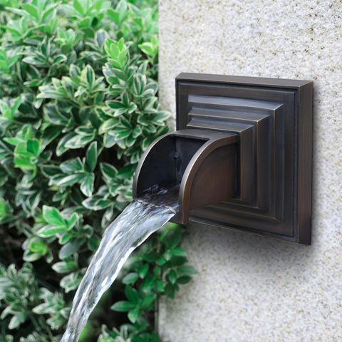 Solid Brass Made Exquisite Handcrafted Waterfall Spout for Landscape, Water Fountain Spout Scupper Luxury Decoration for Pools, Ponds, Water Walls (ST220416-G)