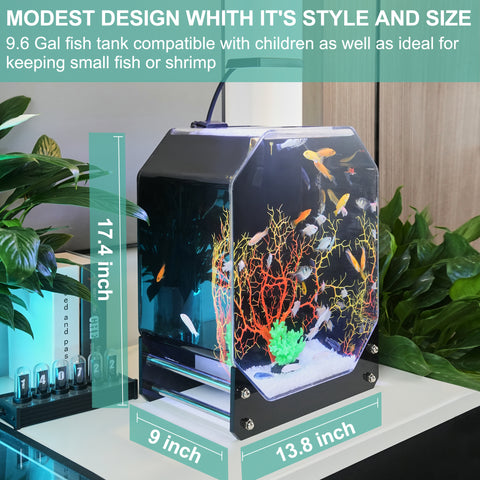 9.6 Gallon Acrylic Octagonal Aquarium Creative Desktop Aquarium Landscape Ecological Tank for Home Decor, Office