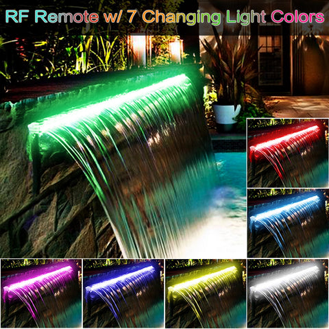 APP Control Pool Waterfall 36"With RGB LED Lights,Acrylic Pond Fountain Set For Outdoor Decorations