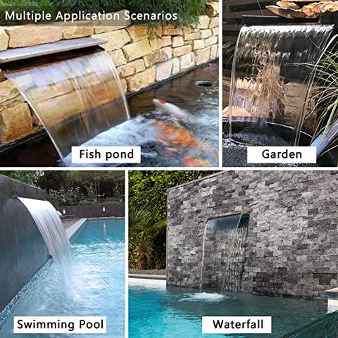 PONDO Pool Waterfall Acrylic Pond Fountain Set for Outdoor Decorations, Patio Spillway Kit on The Wall for Garden(2022 Release)