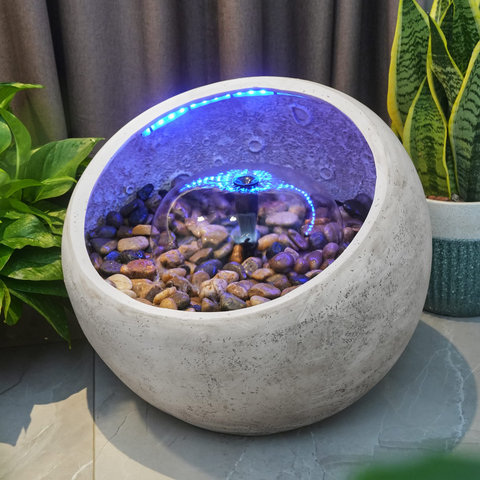 15 Inch Elegant Globe Water Fountains Simulate Moon Surface Design,Home Decor Indoor,Outdoor Garden Patio Fountain